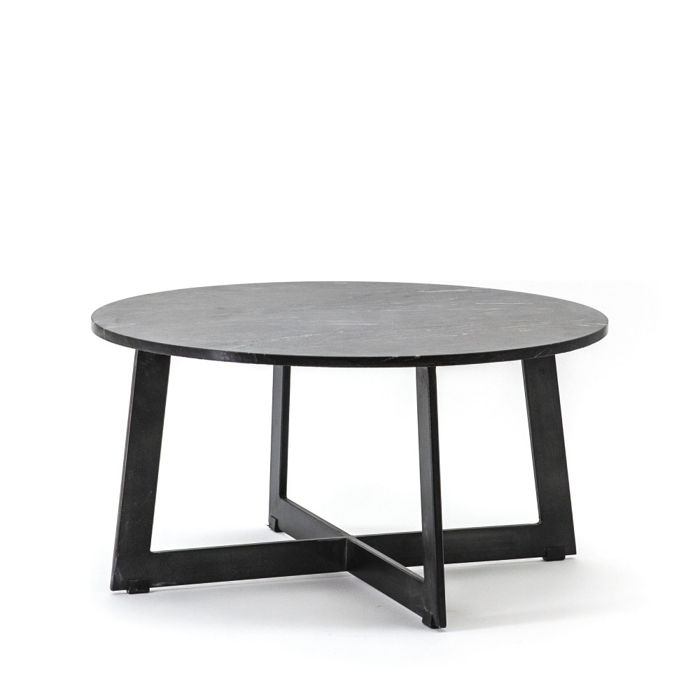 Major - Table basse en marbre et métal ø70cm - Couleur - Noir