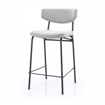 Crockett - Lot de 2 chaises de bar en tissu et métal H66cm