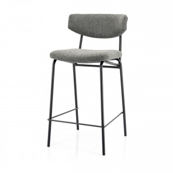 Crockett - Lot de 2 chaises de bar en tissu et métal H66cm