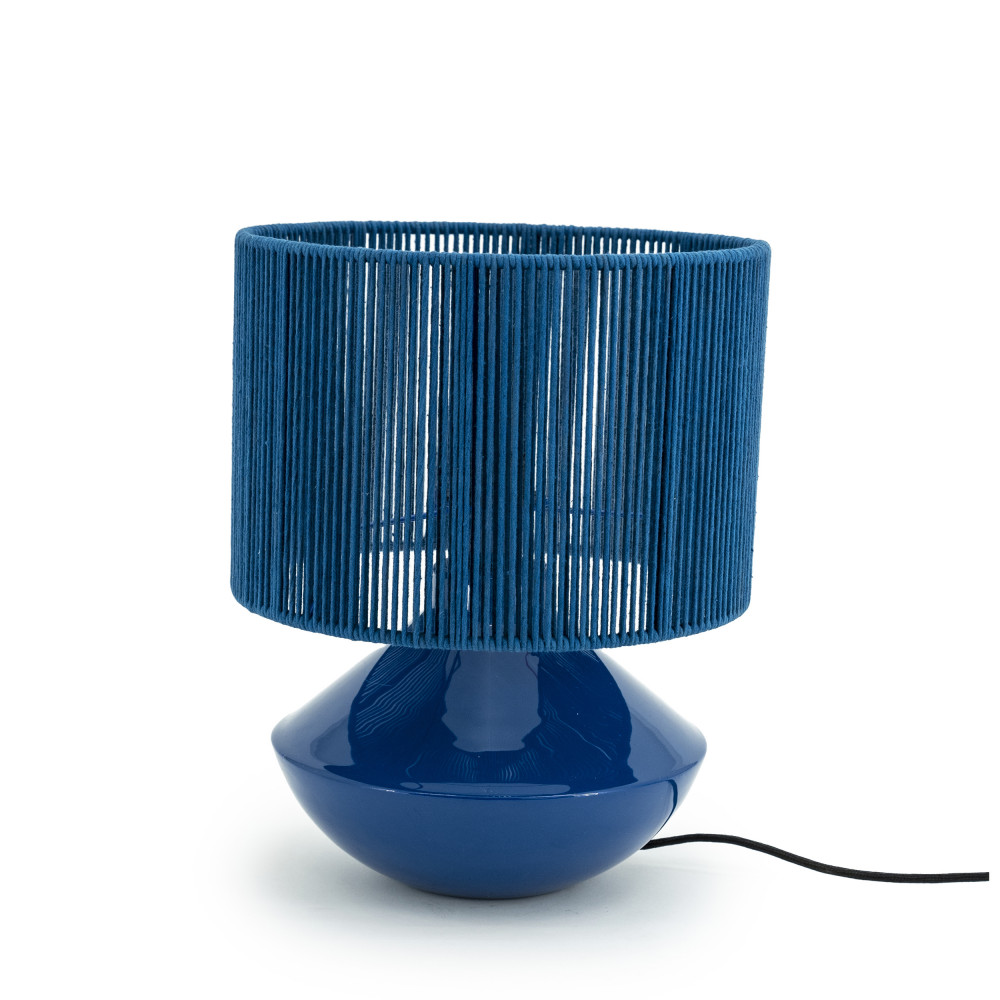 Jive - Lampe à poser en métal et corde ø29cm - Couleur - Bleu