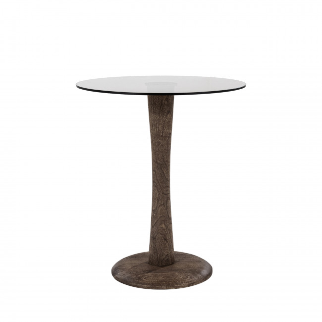 Boogie - Table d'appoint ronde en verre et bois de manguier ø60cm