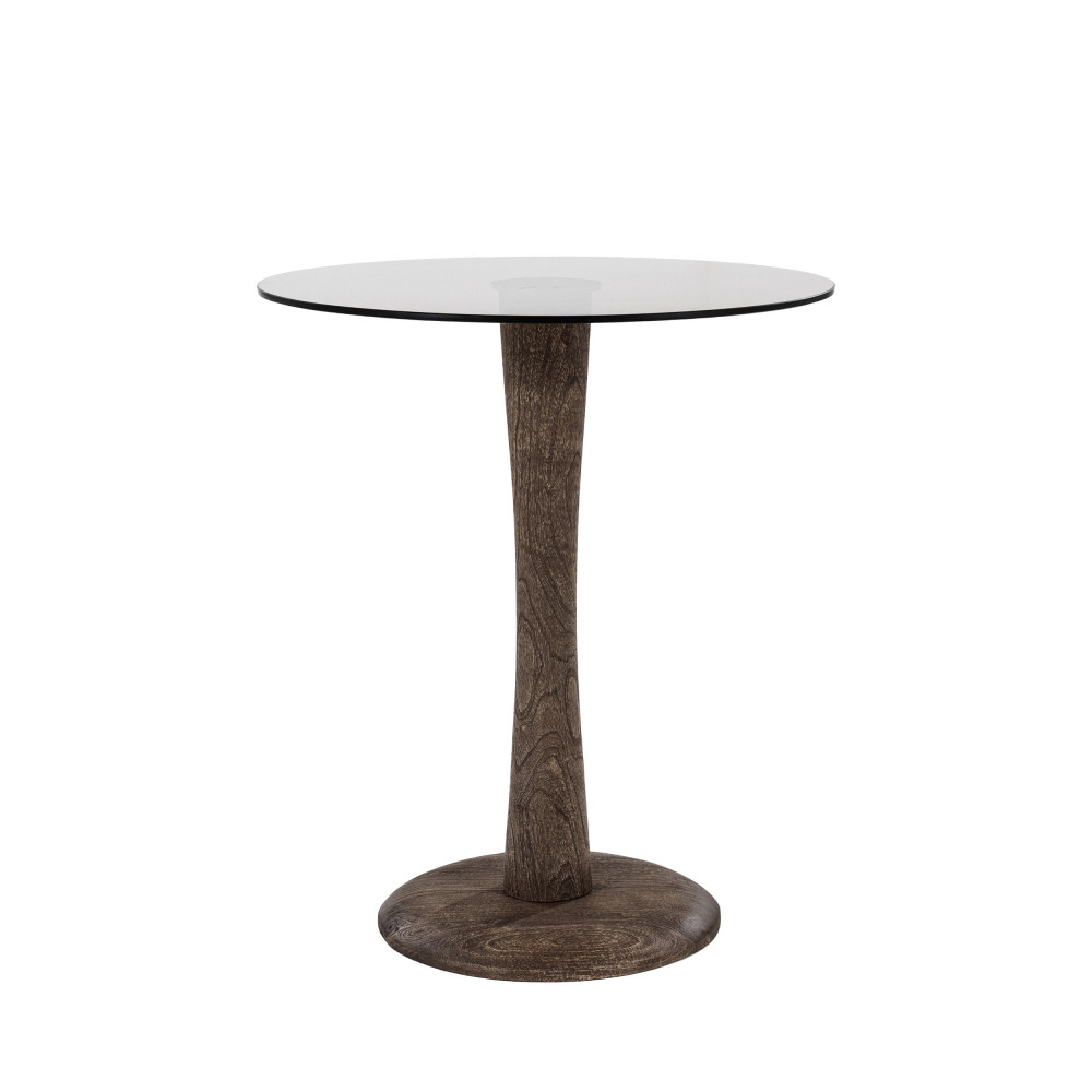 boogie - table d'appoint ronde en verre et bois de manguier ø60cm - couleur - bois foncé