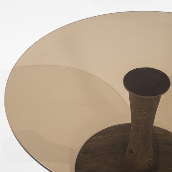 Boogie - Table d'appoint ronde en verre et bois de manguier ø60cm