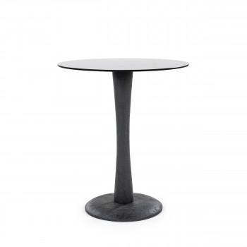 Boogie - Table d'appoint ronde en verre et bois de manguier ø60cm