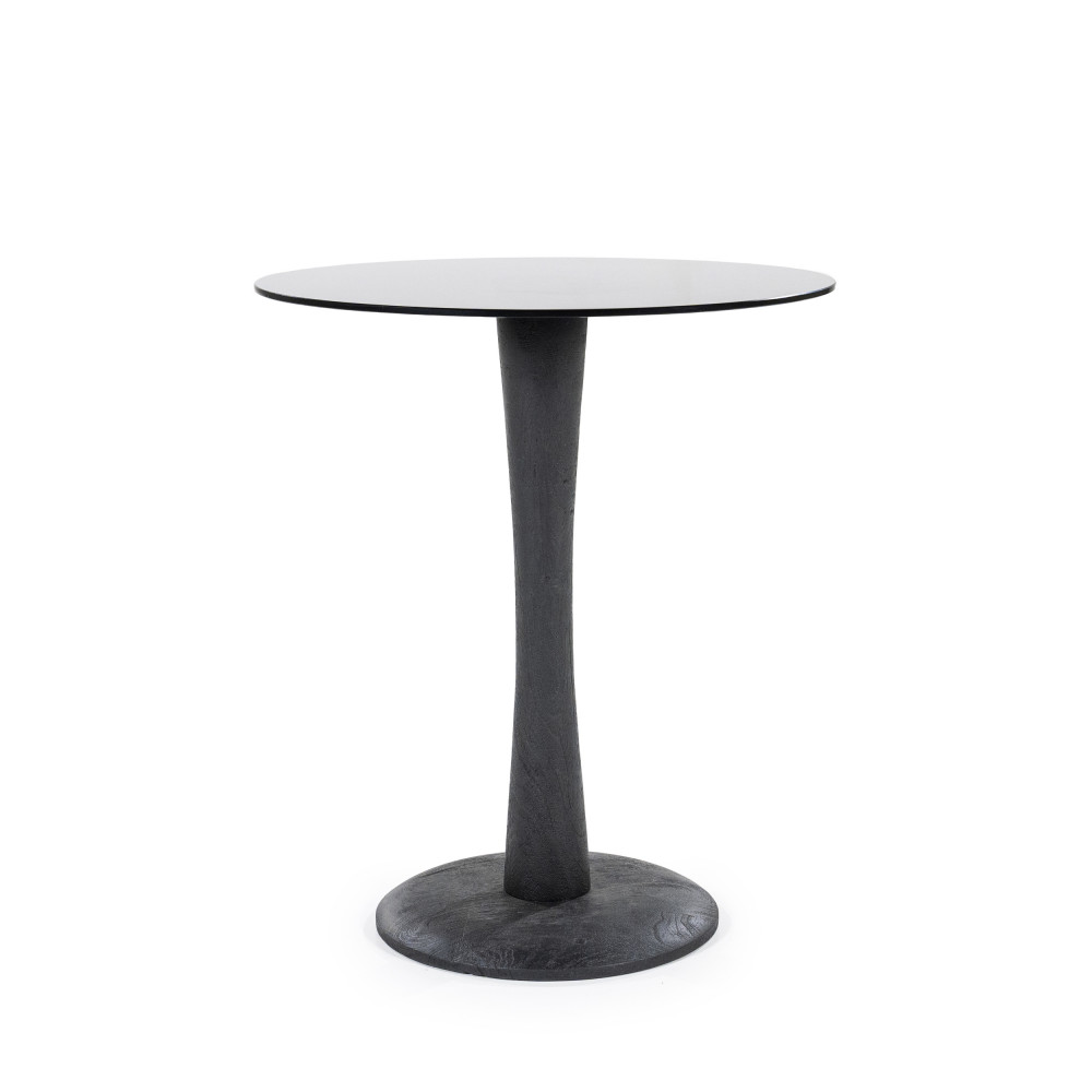boogie - table d'appoint ronde en verre et bois de manguier ø60cm - couleur - noir