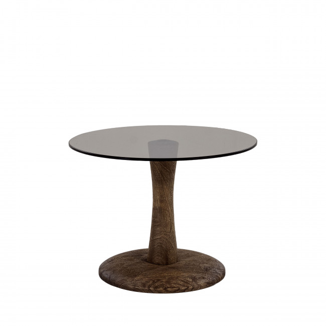 Boogie - Table d'appoint ronde en verre et bois de manguier ø55cm