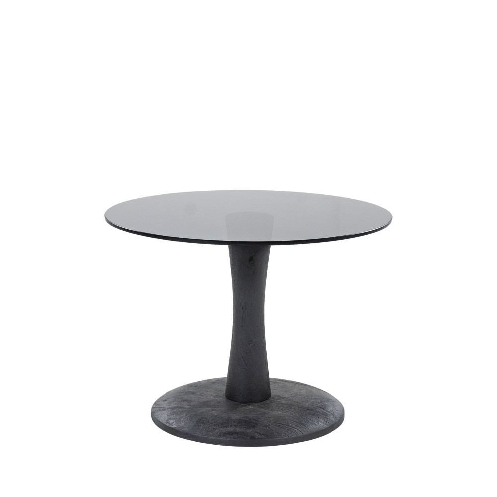 Boogie - Table d'appoint ronde en verre et bois de manguier ø55cm - Couleur - Noir