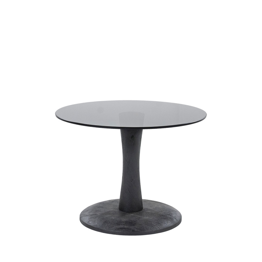 boogie - table d'appoint ronde en verre et bois de manguier ø55cm - couleur - noir