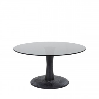 Boogie - Table basse ronde en verre et bois de manguier ø70cm