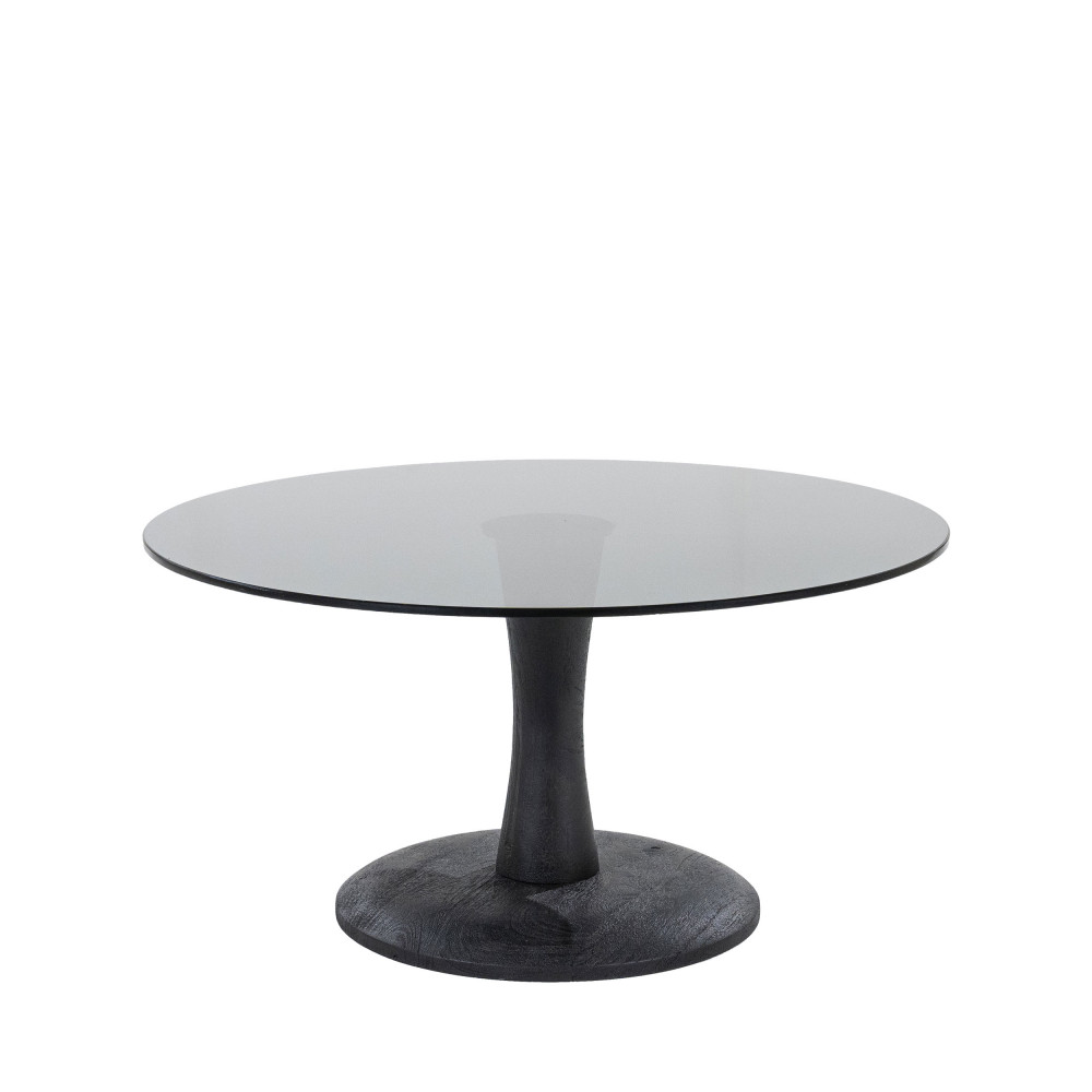 Boogie - Table basse ronde en verre et bois de manguier ø70cm - Couleur - Noir