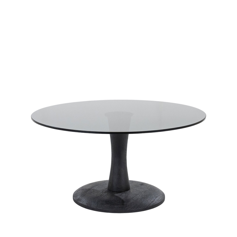 boogie - table basse ronde en verre et bois de manguier ø70cm - couleur - noir