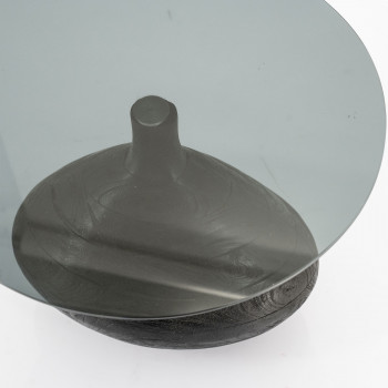 Bond - Table d'appoint en verre et bois ø50cm