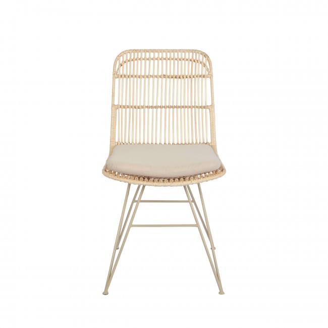 Uyuni - Lot de 2 chaises design en rotin pieds beiges