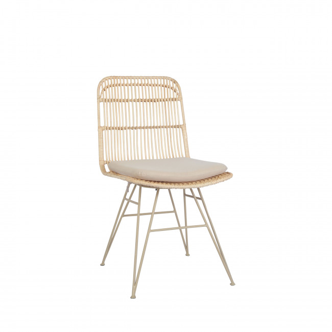 Uyuni - Lot de 2 chaises design en rotin pieds beiges