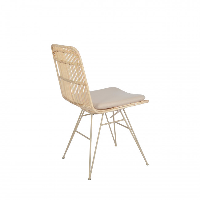 Uyuni - Lot de 2 chaises design en rotin pieds beiges