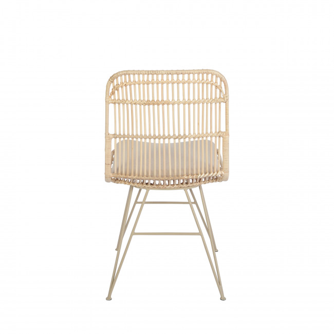 Uyuni - Lot de 2 chaises design en rotin pieds beiges