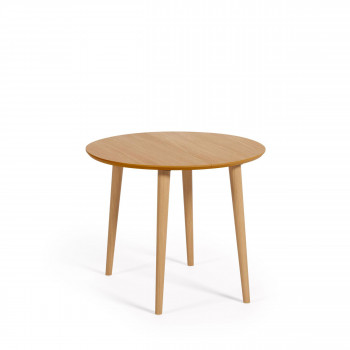 Oqui - Table à manger extensible ronde en bois ø90-170x90cm