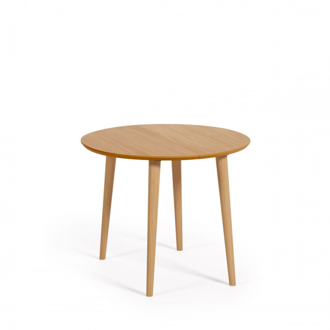 Oqui - Table à manger extensible ronde en bois ø90-170x90cm