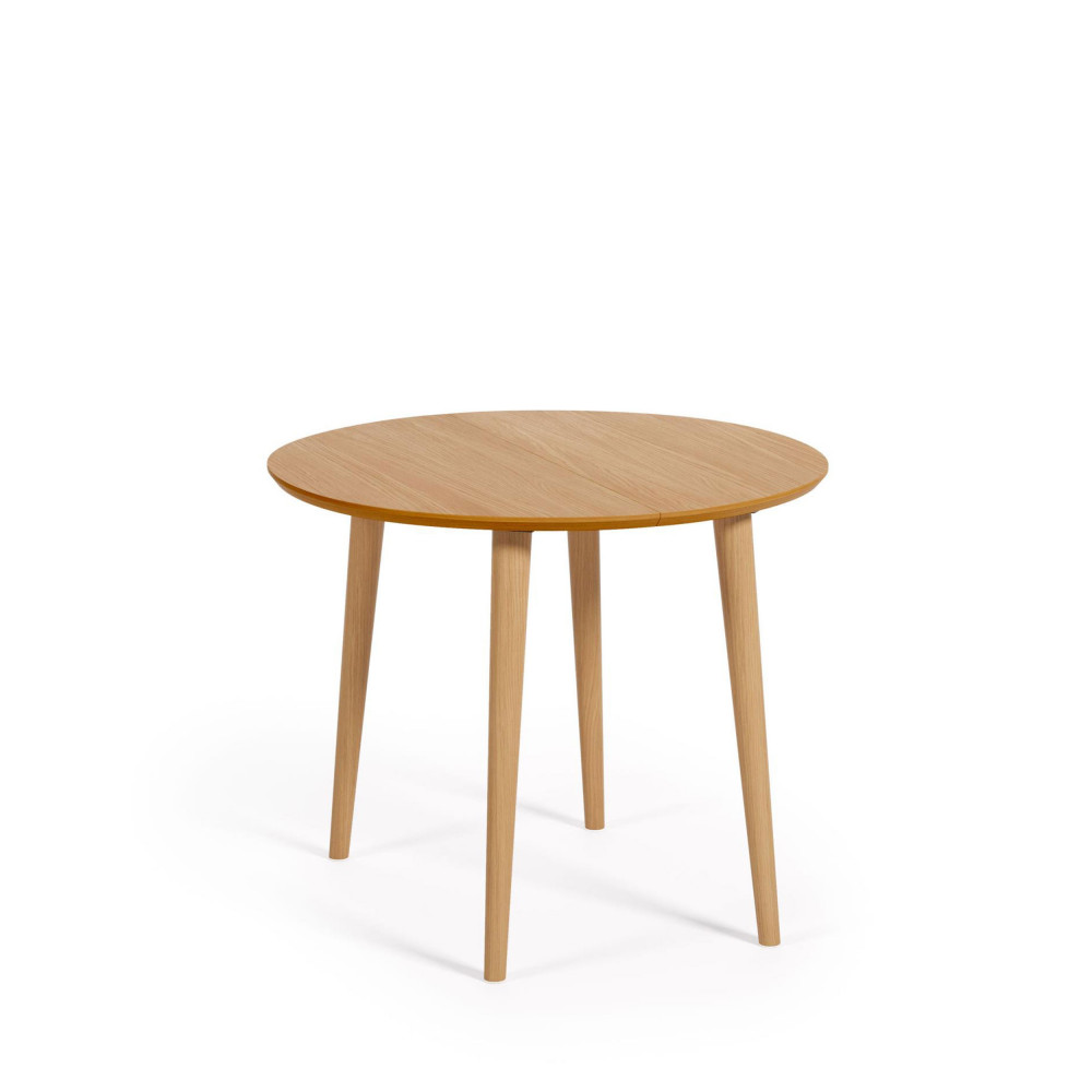 Oqui - Table à manger extensible ronde en bois ø90-170x90cm - Couleur - Bois clair