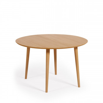 Oqui - Table à manger extensible ronde en bois ø120-200x120cm
