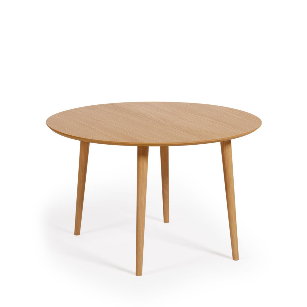 Oqui - Table à manger extensible ronde en bois ø120-200x120cm - Couleur - Bois clair