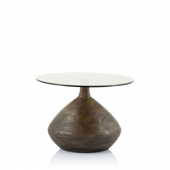 Bond - Table d'appoint en verre et bois ø50cm