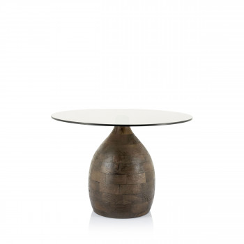 Bond - Table basse en verre et bois ø60cm