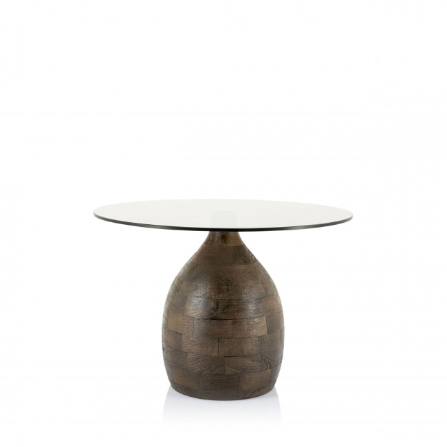 Bond - Table basse en verre et bois ø60cm