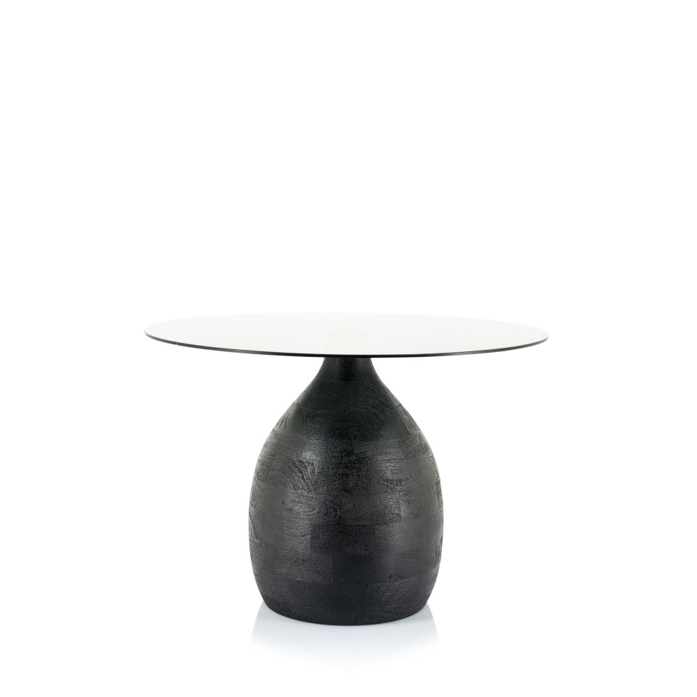 Bond - Table basse en verre et bois ø60cm - Couleur - Noir