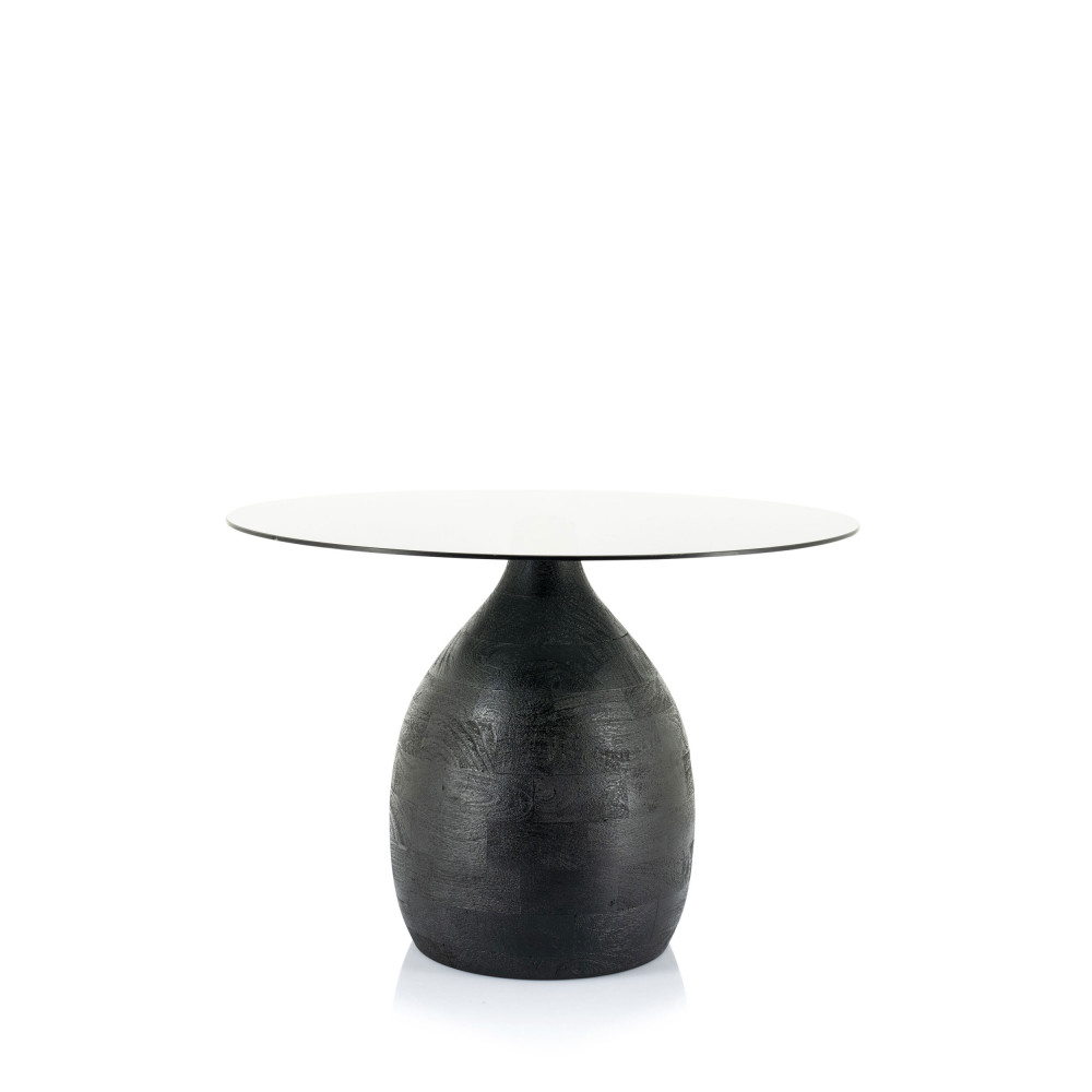 bond - table basse en verre et bois ø60cm - couleur - noir