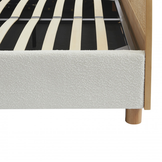 Tajur - Lit coffre en tissu bouclette et cannage 160x200cm