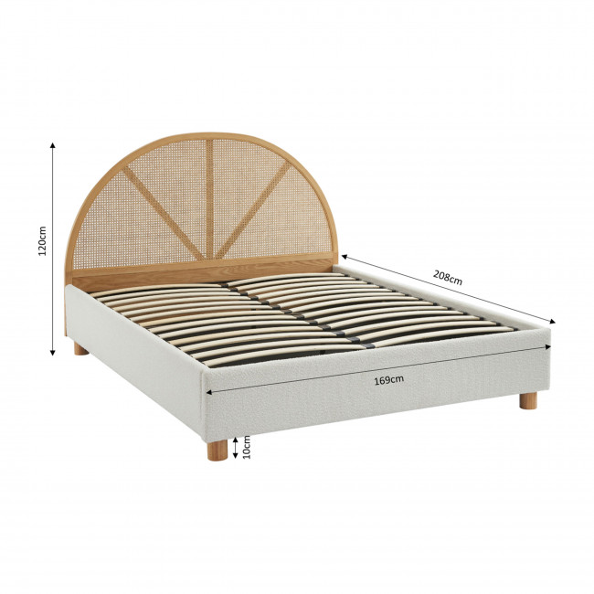 Tajur - Lit coffre en tissu bouclette et cannage 160x200cm