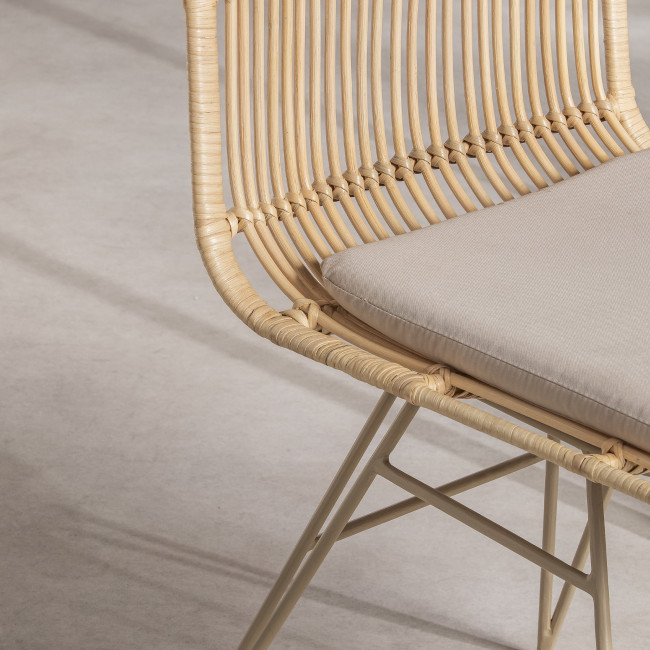 Uyuni - Lot de 2 chaises design en rotin pieds beiges
