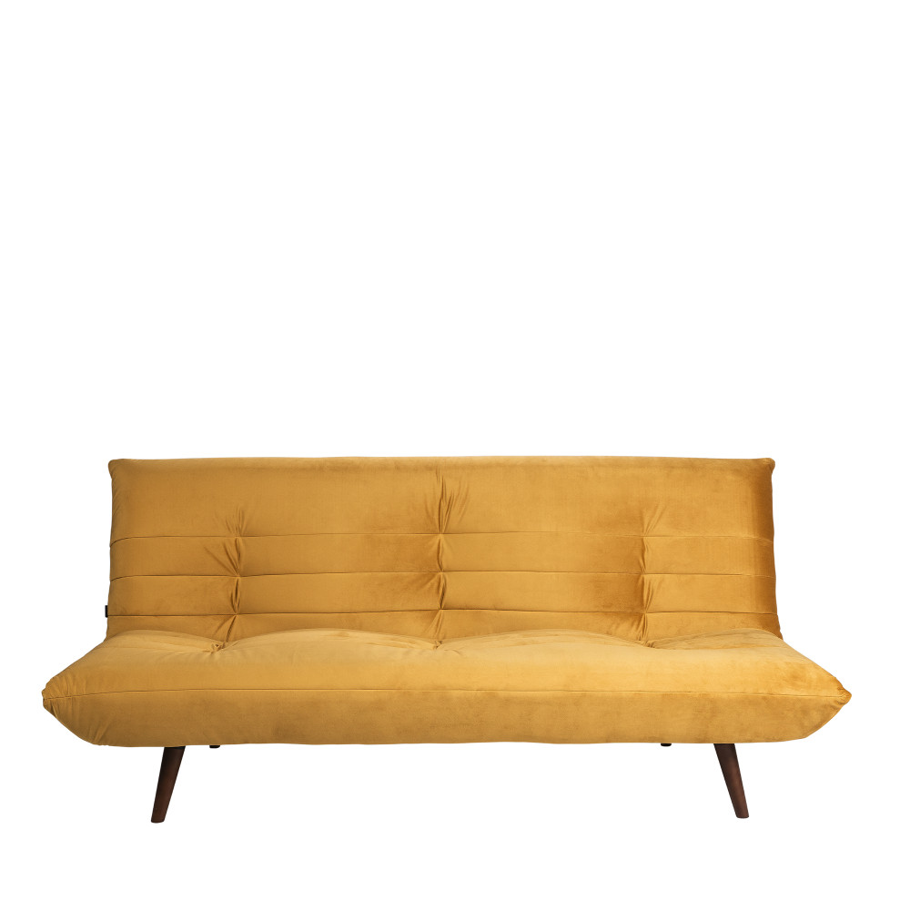 Tommy - Canapé convertible 3 places en velours - Couleur - Jaune moutarde