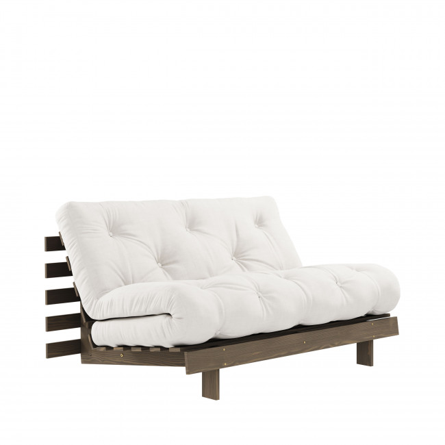 Roots - Canapé convertible 140x200cm en bois foncé et tissu