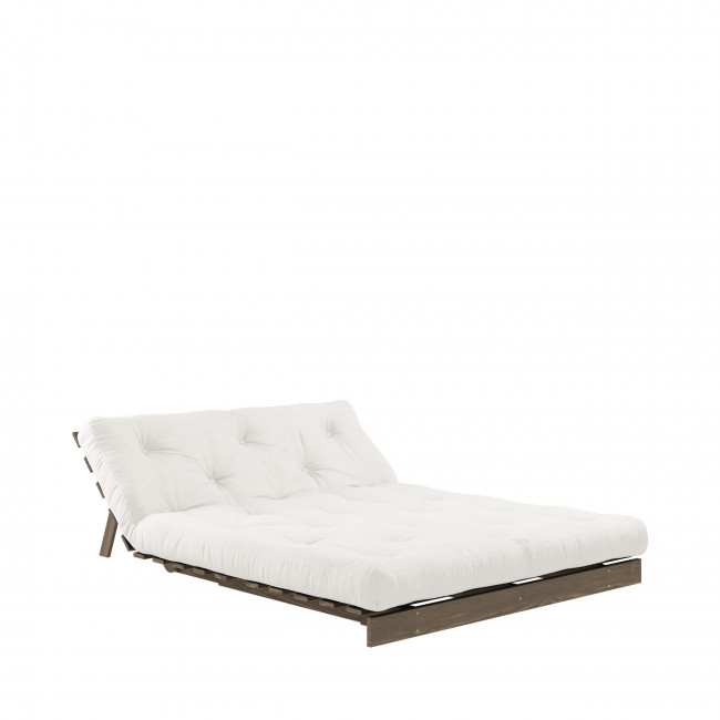 Roots - Canapé convertible 140x200cm en bois foncé et tissu