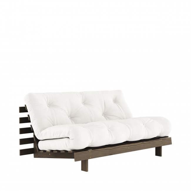 Roots - Canapé convertible 160x200cm en bois foncé et tissu