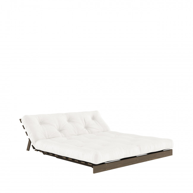 Roots - Canapé convertible 160x200cm en bois foncé et tissu