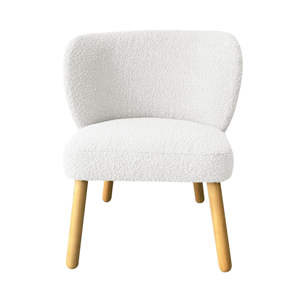 Raph - Fauteuil en tissu bouclette et bois - Couleur - Blanc