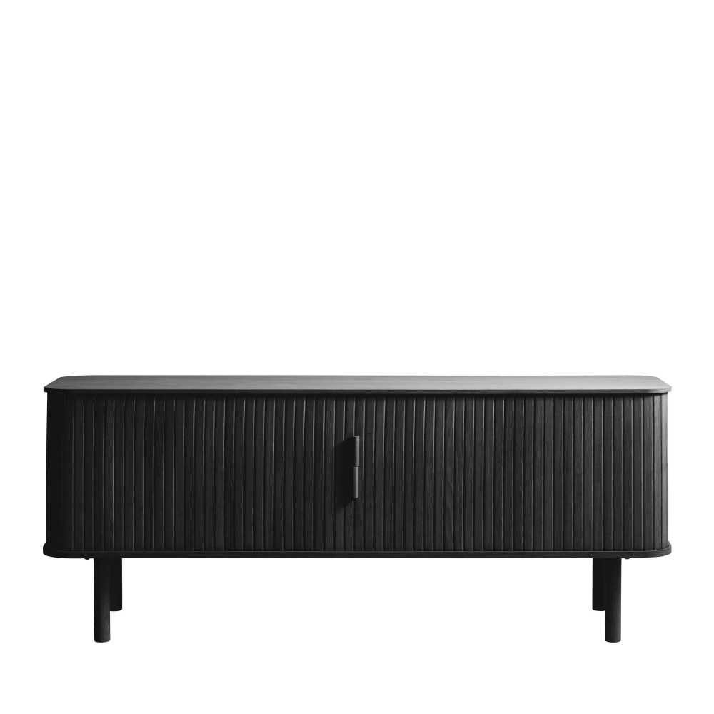 Callan - Meuble TV aux portes coulissantes en bois strié L160cm - Couleur - Noir