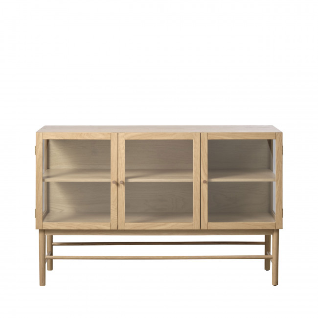 Cahir - Buffet 3 portes en verre trempé et bois L132cm