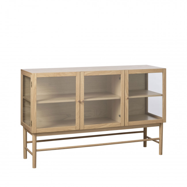 Cahir - Buffet 3 portes en verre trempé et bois L132cm