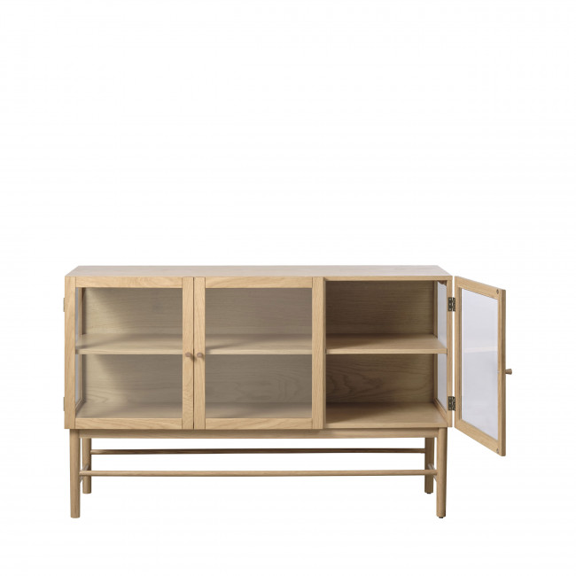 Cahir - Buffet 3 portes en verre trempé et bois L132cm