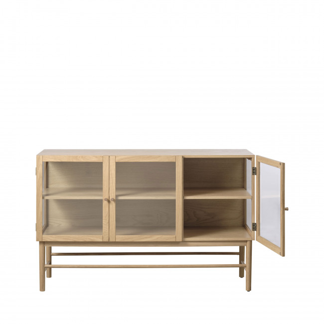 Cahir - Buffet 3 portes en verre trempé et bois L132cm
