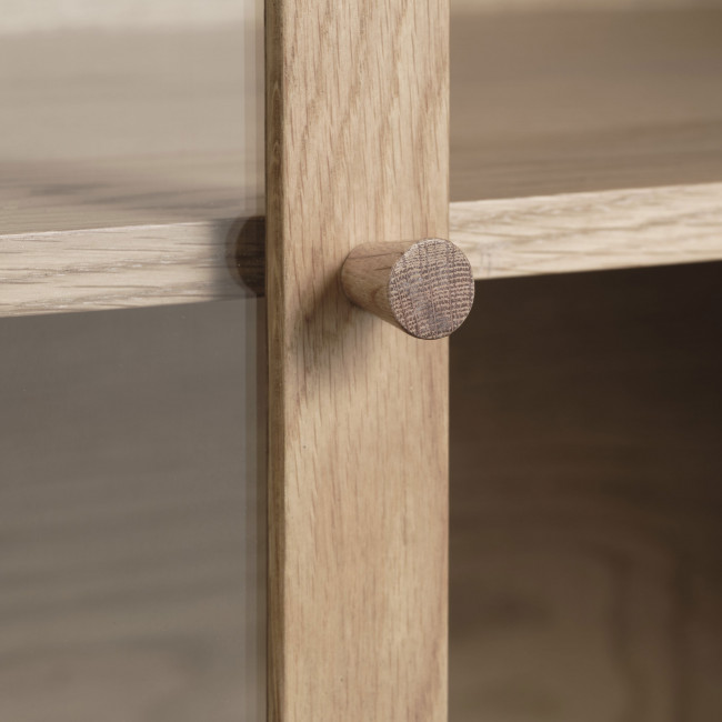 Cahir - Buffet 3 portes en verre trempé et bois L132cm