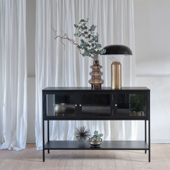 Adare - Buffet 3 portes en verre trempé et métal L132cm