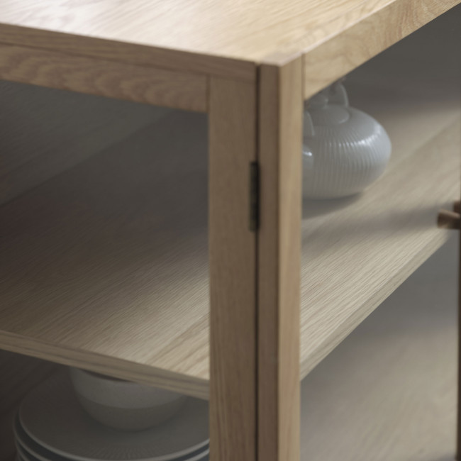 Cahir - Buffet 3 portes en verre trempé et bois L132cm
