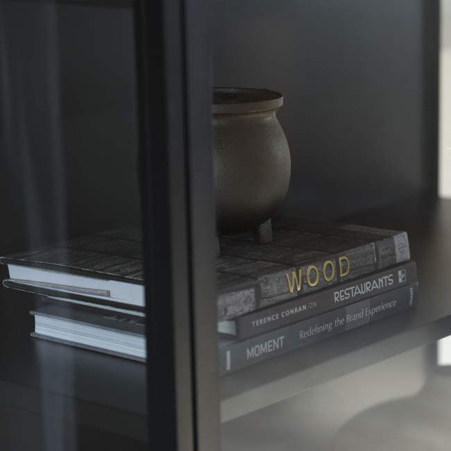 Adare - Buffet haut 2 portes en verre trempé et métal H160cm