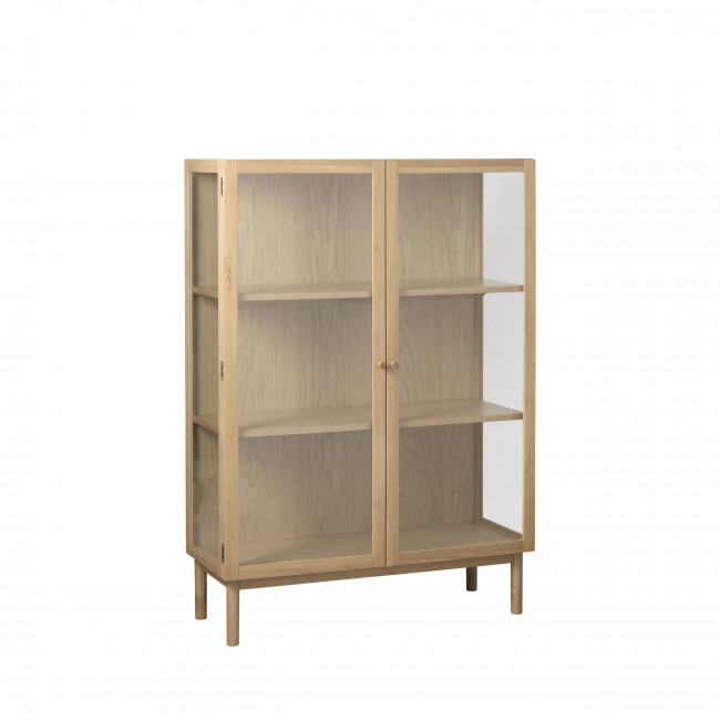 Cahir - Vitrine 2 portes en verre trempé et bois H140cm