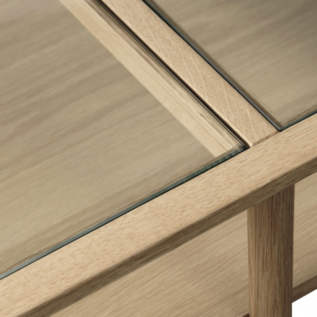 Cahir - Table basse en verre trempé et bois 120x60cm